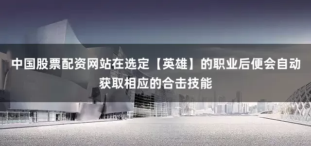 中国股票配资网站在选定【英雄】的职业后便会自动获取相应的合击技能