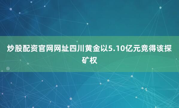炒股配资官网网址四川黄金以5.10亿元竞得该探矿权